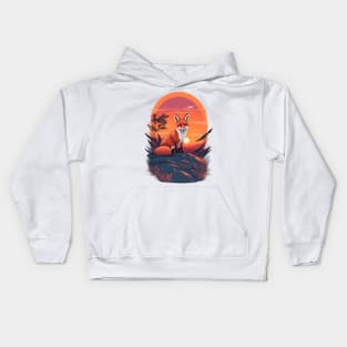 Sunset Fox: Graceful Wildlife Beneath the Setting Sun Kids Hoodie